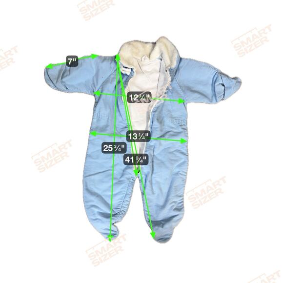 Quiltex Winter Snowsuit Blue Fur Colla VTG 6 Month Retro Jumpsuit W Handmade Hat - Picture 8 of 13